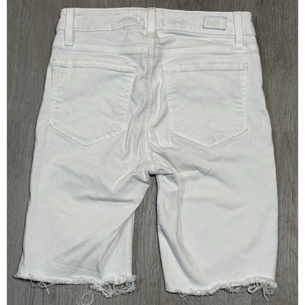 Paige Jax Knee Shorts Women Size 26 White Raw Hem Frayed 9" Cut Off Bermuda - Picture 5 of 7
